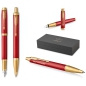 Preview: PARKER® IM Premium Schreibset Füllfederhalter und Kugelschreiber Red G.C.