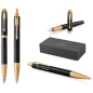 Preview: PARKER® IM Premium Schreibset Füllfederhalter und Kugelschreiber Black/Gold G.C.