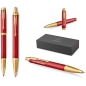 Preview: PARKER® IM Premium Schreibset Tintenroller und Kugelschreiber Red G.C.