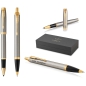 Preview: PARKER® IM Core Tintenroller und Kugelschreiber Brushed Metal G.C.