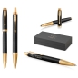 Preview: PARKER® IM Premium Schreibset Tintenroller und Kugelschreiber Black/Gold G.C.