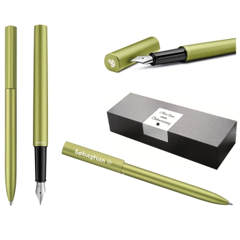 Pelikan Set aus Kugelschreiber und Füllhalter Ineo® Elements Frühlings-Grün mit Gravur