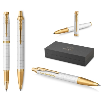 PARKER® IM Premium Schreibset Tintenroller und Kugelschreiber Pearl G.C.