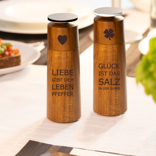 Set Salz- und Pfeffermühle Glück Liebe