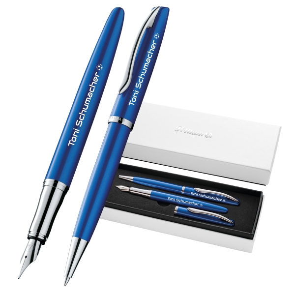 Pelikan Schreibset Jazz® Noble Elegance K/P36 Saphire Blau mit Gravur