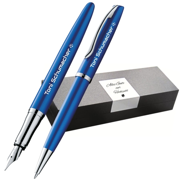 Pelikan Schreibset Jazz® Noble Elegance K/P36 Saphire Blau mit Gravur