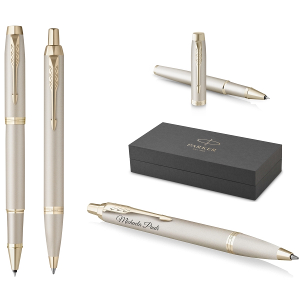 PARKER® IM Professionals Monochrome Rollerball + Kugelschreiber Champagne