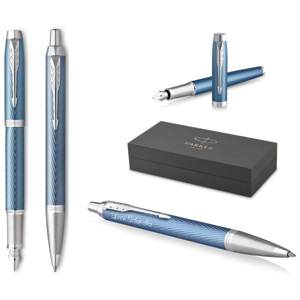 PARKER® IM Premium Schreibset Füllfederhalter und Kugelschreiber Blue Grey C.C.