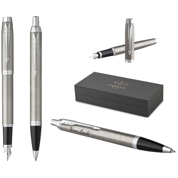 PARKER® IM Core Füllfederhalter und Kugelschreiber Brushed Metal C.C.